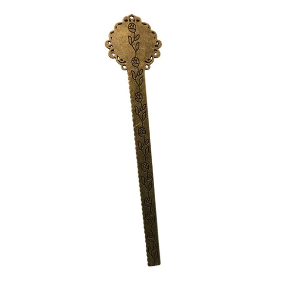 Metal Bookmark Ruler 10cm DIY Craft Antique Bronze Finish With .75 Inch Cabochon - Picture 2 of 7
